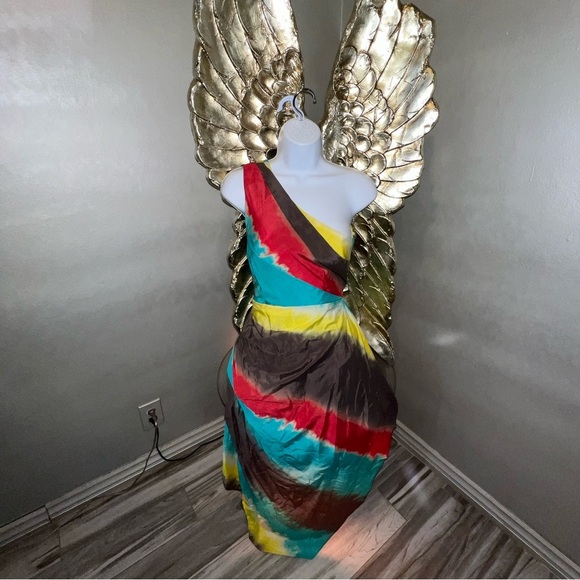 Alice + Olivia Colorful One Shoulder Tie
Dye Asymmetrical Silk Dress Size XS - Picture 15 of 16